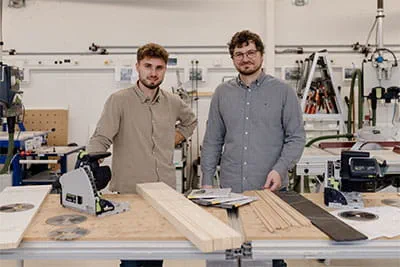 Specjaliści Festool: inżynier ds. rozwoju, Marco Haible i menedżer produktu, Jonas Wurster